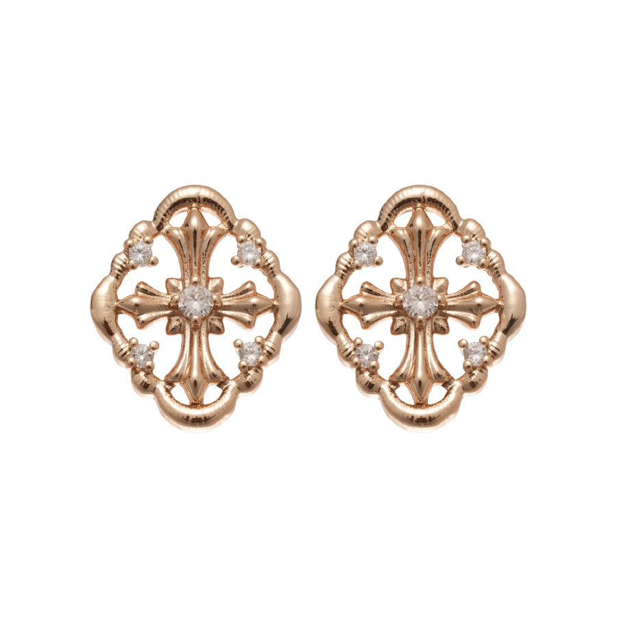 Silver Needle Zircon Rhombus Cross Personality Fashion Niche Daily Light Luxury High-end Earrings - view 8