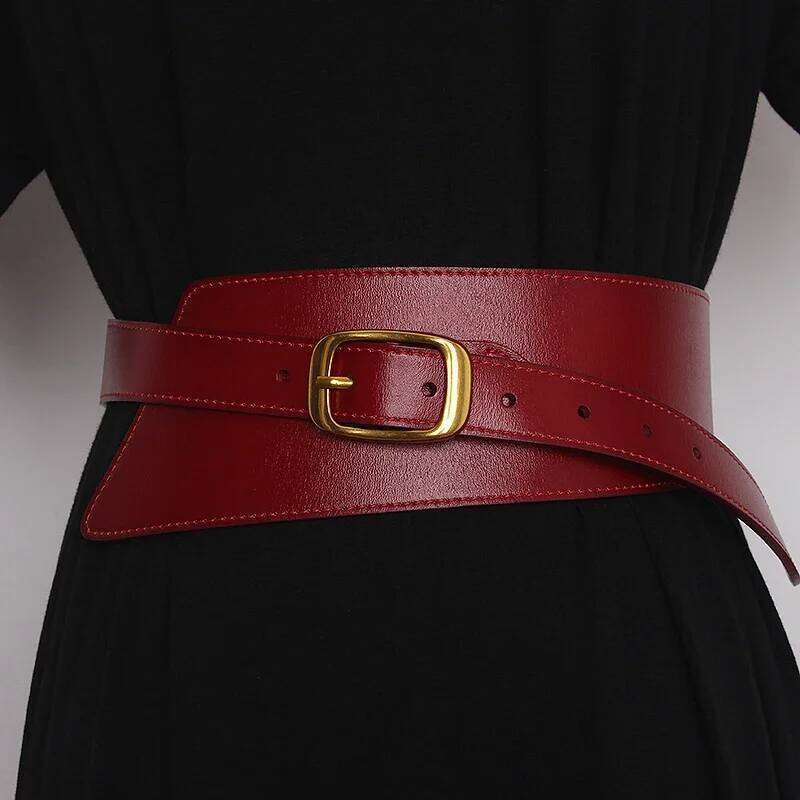 2026 Women's Coat Waistband Genuine Leather Cummerbunds Female Dress Corsets Versatile Waist Belts Decoration Wide Belt 26Y0127