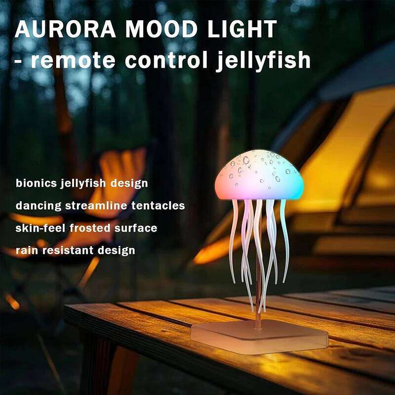 LED Jellyfish Lamp 9 Tentacles 2 Working Modes Ultra Long Battery Life Colour Gradient Light Effects with Remote Control Z260127