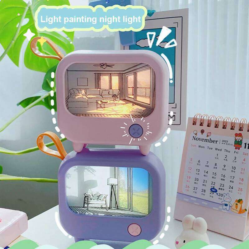 TV Painting Night Light Led Cute Child Learning Table Lamp Room Home Decoration Atmosphere Lighting Mini Desktop Birthday Gift Z260127