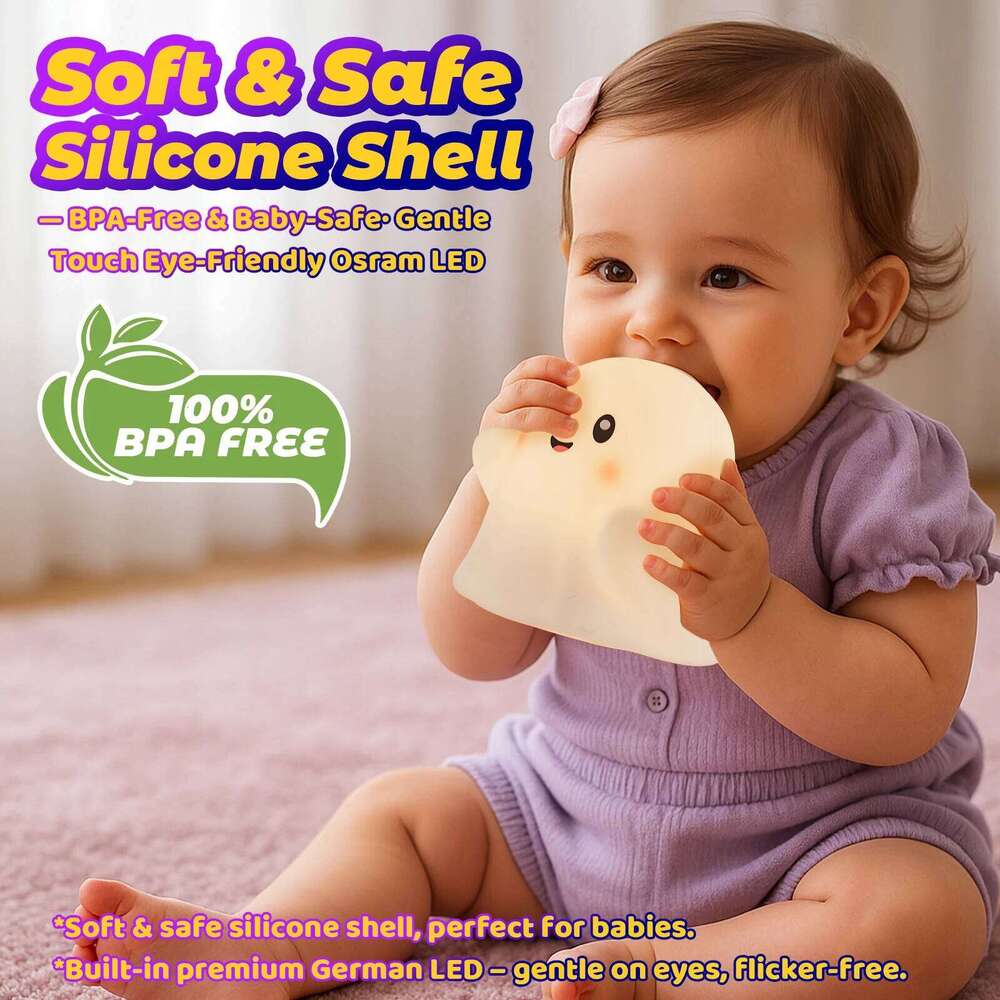 Ghost Touch Sensor Night Light Silicone Nursery Sleep Music Nightlight Adjustable Halloween Decor Dimmable Lamp Christmas Gift Z260127