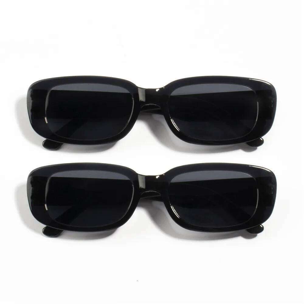 10PCS Vintage Black Square Sunglasses Woman Luxury Brand Small Rectangle Sun Glasses Female Gradient Clear Mirror Oculos De Sol Z260127