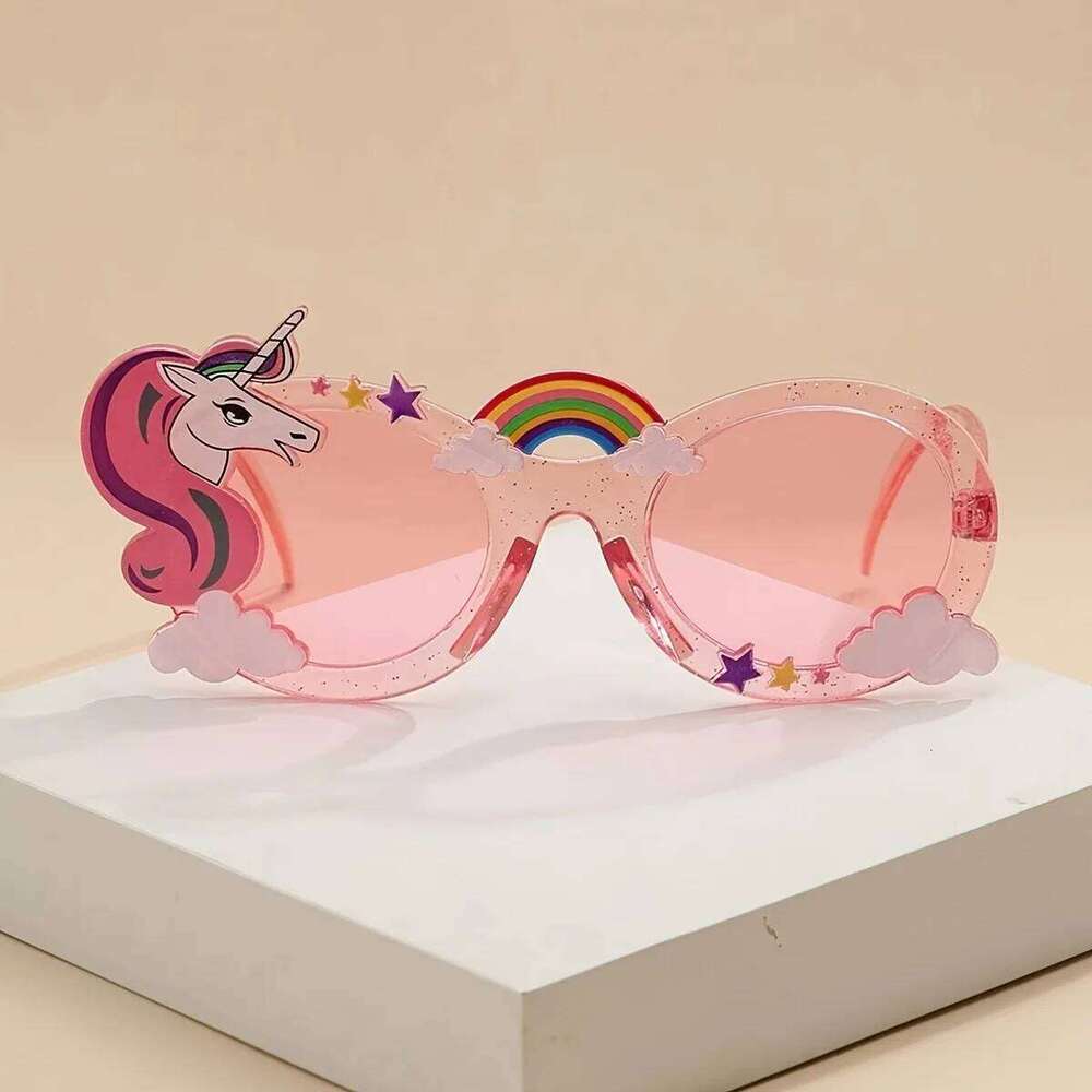KLASSNUM Children's Cartoon Unicorn Sunglasses Kids Boys Girls Cute Rainbow Sun Glasses Prop Birthday Party Decoration Z260127
