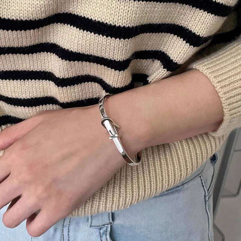 New 925 Sterling Silver Metallic Belt Vintage Punk Bracelet Bangle For Woman Girl Fashion Jewelry Gift Dropship Wholesale XJ260127