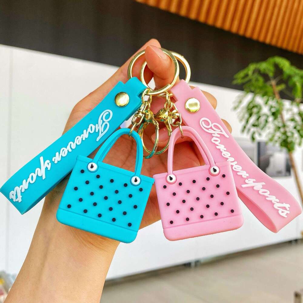 Hot-Selling Fashion Beach Keychain Imitation EVA Outdoor Basket Women's Hole Bag Pendant Cross-Border Small Gift S260126
