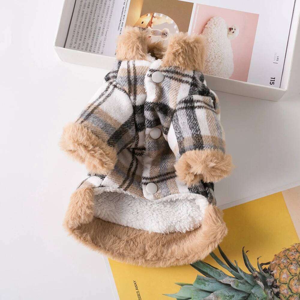 Autumn with D-Ring Warm Plaids Jacket The Dog Face Small Dogs Cat Pet Clothes Winter Coat XJ260127