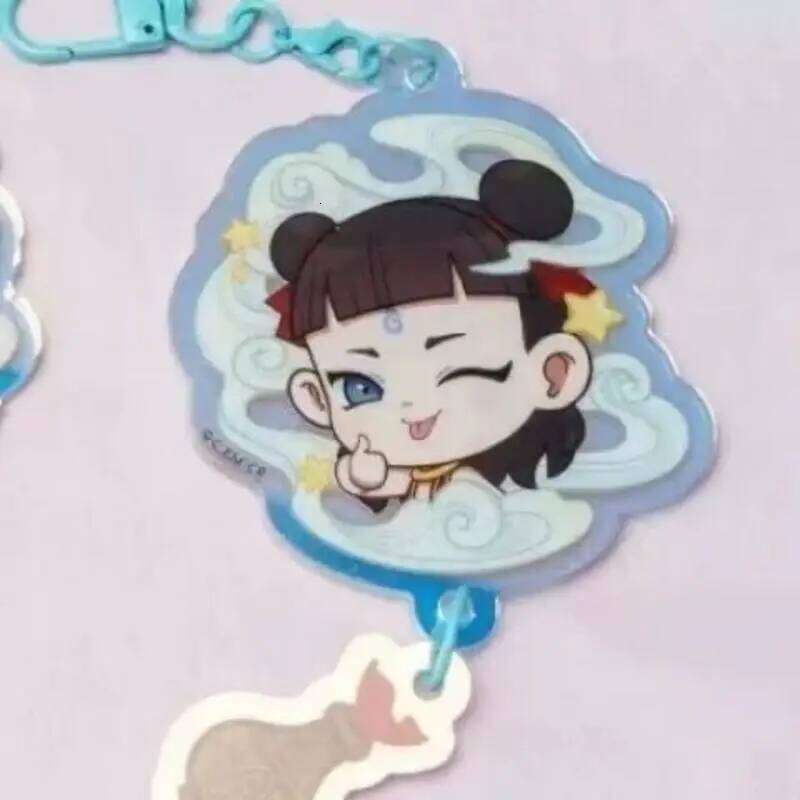 Nezha: Devil Boy Disturbs the Sea II Cartoon Star Bell Keychain - Motorcycle Accessories Decoration, Cute Anime KeyRing Gift S260126