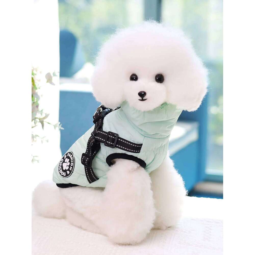 Comes with a traction ring, pet coat, jacket, three-layer thick warm dog clothing, autumn and winter waterproof fabric, small an XJ260127