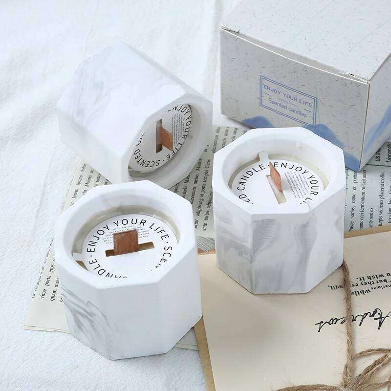 Soy Wax Scented Marble Design Smokeless Aromatherapy Jar Candle, Home Decor Relaxing Gifts for Wedding Birthday Valentin Y260127