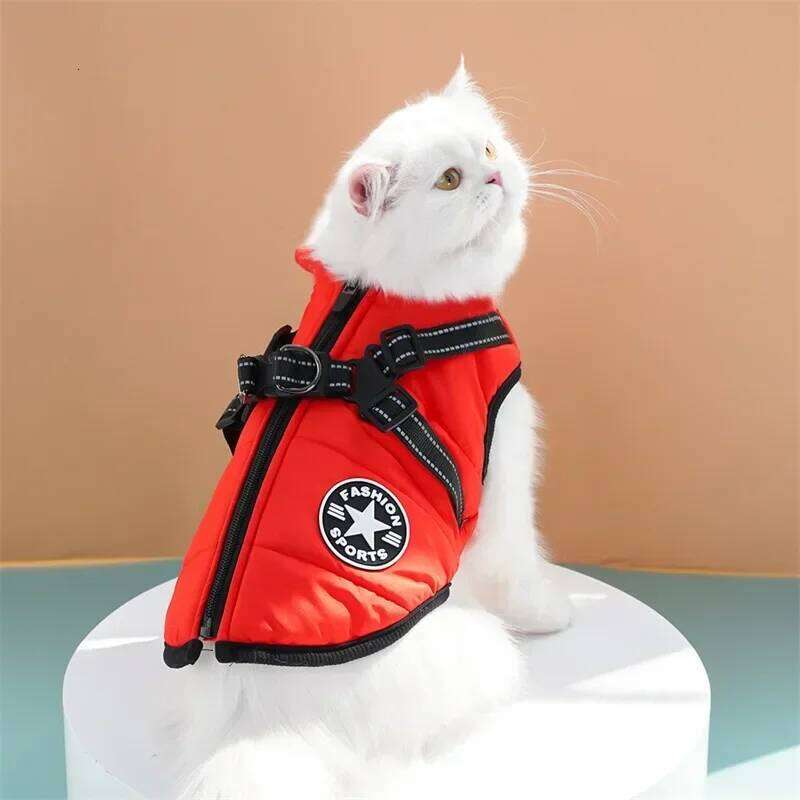 Pet Winter Cat Waterproof Coat Zipper Dog Jacket with Reflective Harness for Smal Medium Large Dogs XJ260127