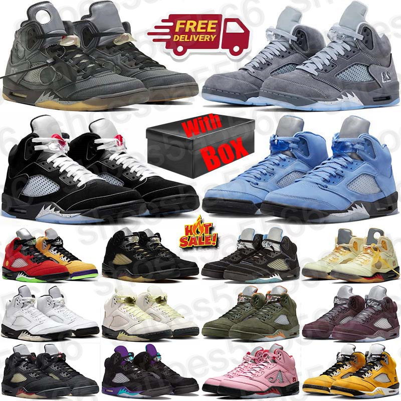 Free Shipping With Box Designer Basketball 5 5s Shoes matalic sneakers jordan5smen Black Metallic mens Wolf Grey off Racer Blue jordan5men white trainers classic