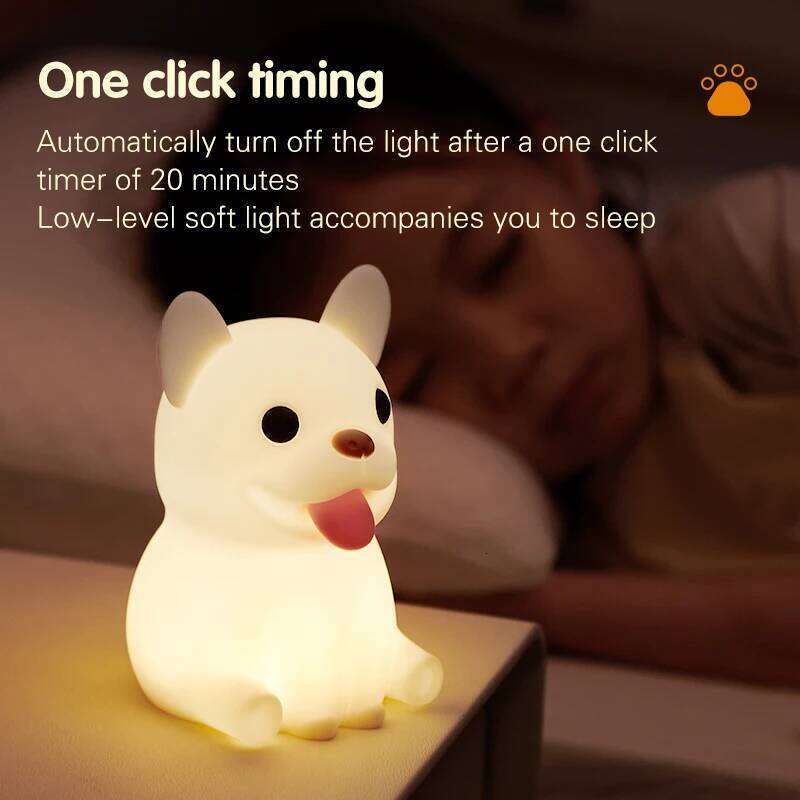 1pc Bulldog nightlight Room decorative Bedroom ambiance LED couples clap Cute animal lamp Sleep light Z260127