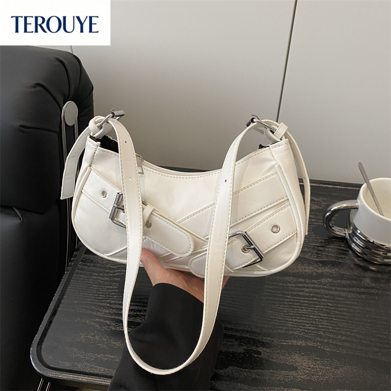 TEROUYE French fashion style rectangular women's armpit bag autumn and winter new item niche Y2K motorcycle bag retro luxury