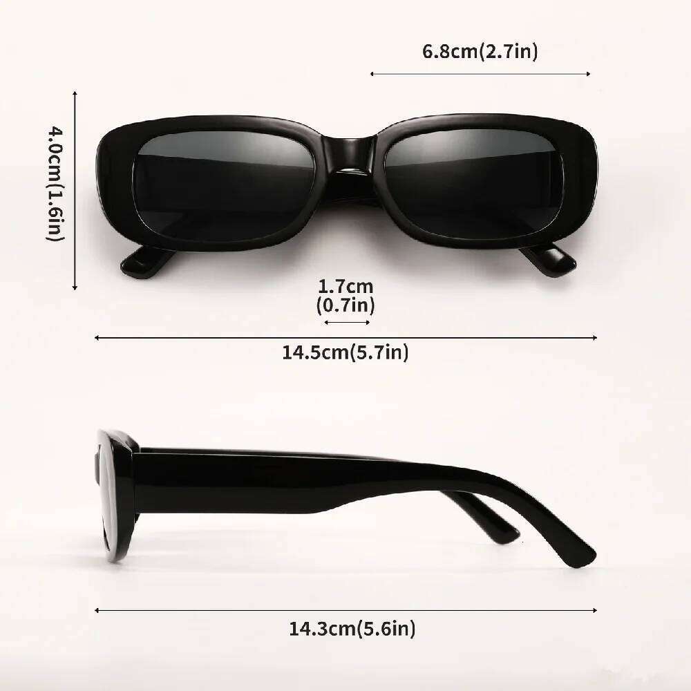 10PCS Vintage Black Square Sunglasses Woman Luxury Brand Small Rectangle Sun Glasses Female Gradient Clear Mirror Oculos De Sol Z260127