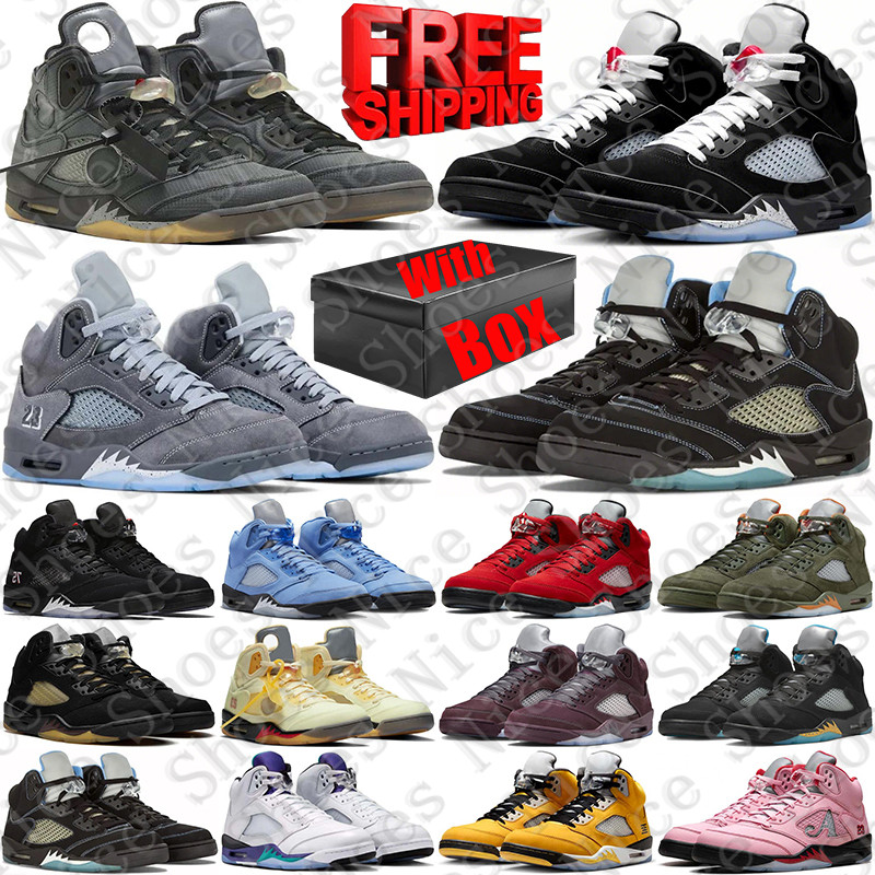 Free Shipping With Box Designer Basketball 5 5s Shoes matalic sneakers jordan5smen Black Metallic mens Wolf Grey off jordan5men white trainers