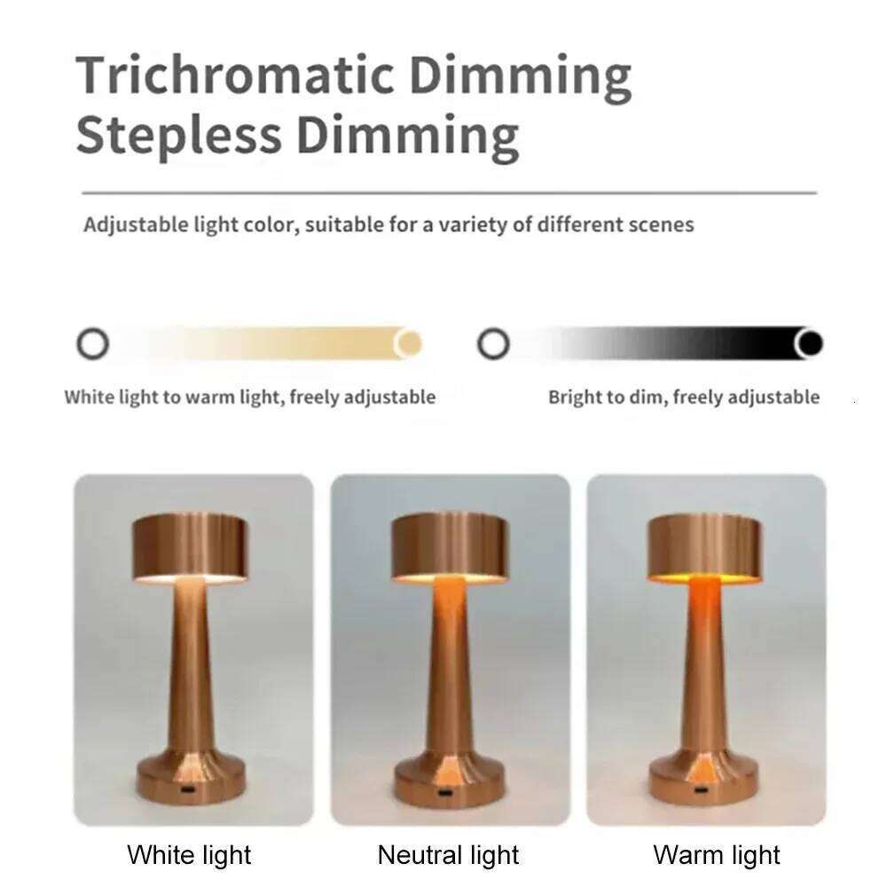 Creative Retro LED Table Lamp USB Rechargeable Touch Dimmable 3 Color Eye Protection Coffee Restaurant Decoration Night Light Z260127