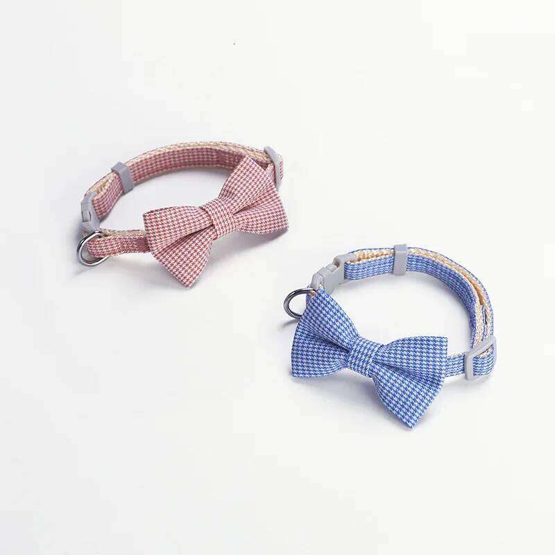 Ring Solid Cute Plaids Color Dogs Cat Bow Pet Accessories Plaid Collar Fashionable Adjustable Checkered & Sweet pet supplies