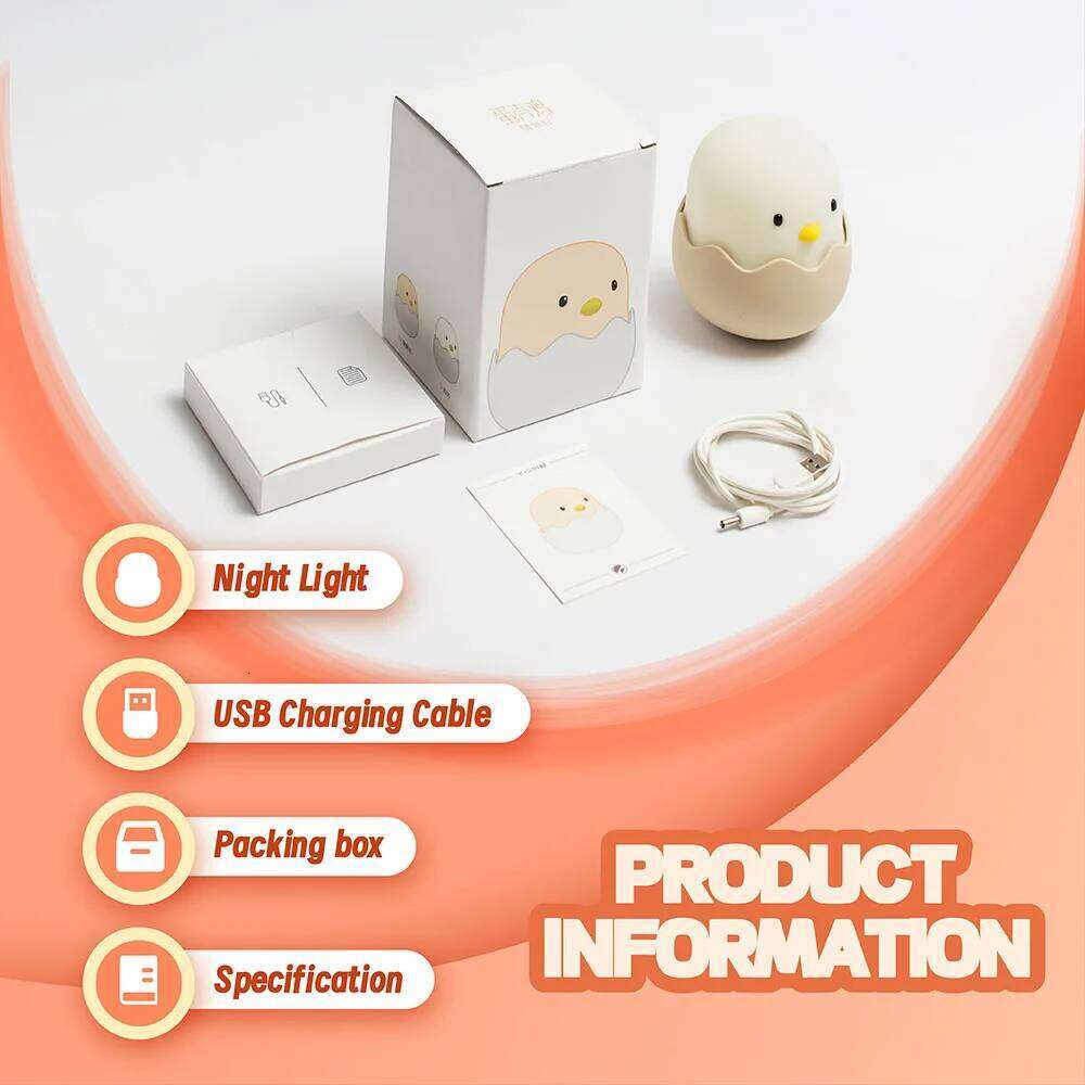 Duck Silicone Night Light for Children With Timer Usb Rechargeable Dimming Touch Lamp Sleeping Bedroom Cartoon Animal Decor Gift Z260127