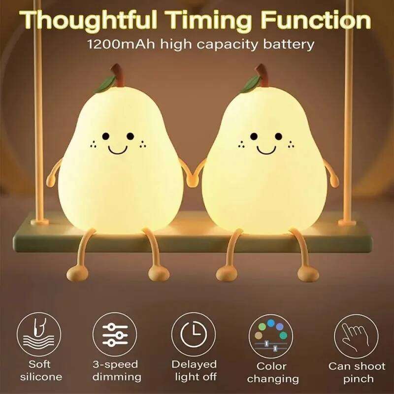 Creative Cute LED Pear Night USB Rechargeable Dimming Touch Silicone Table Lamp Bedroom Decoration Couple Gift Boby Light Z260127