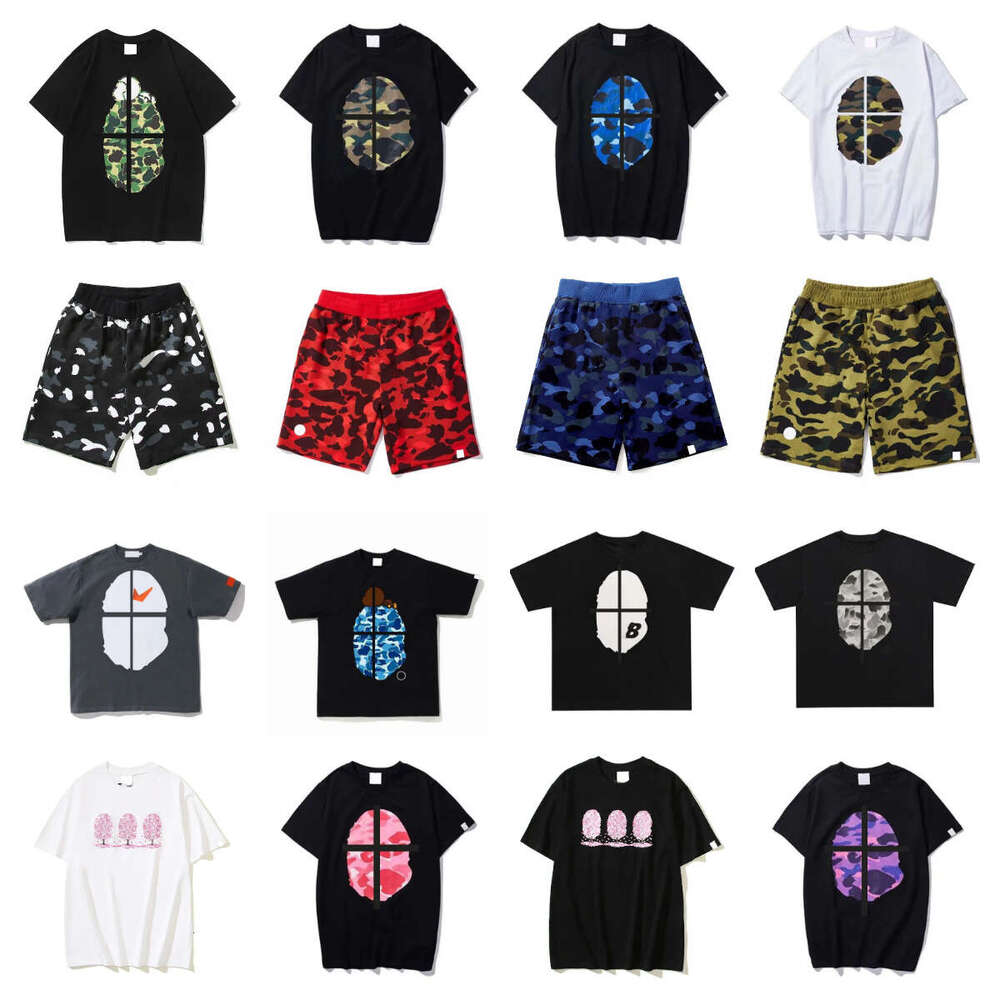 Bapestshirts mens t shirt summer designer clothes trendy quality streetwear Double Sided graphic tee Cotton short sleeve shark t shirts for men