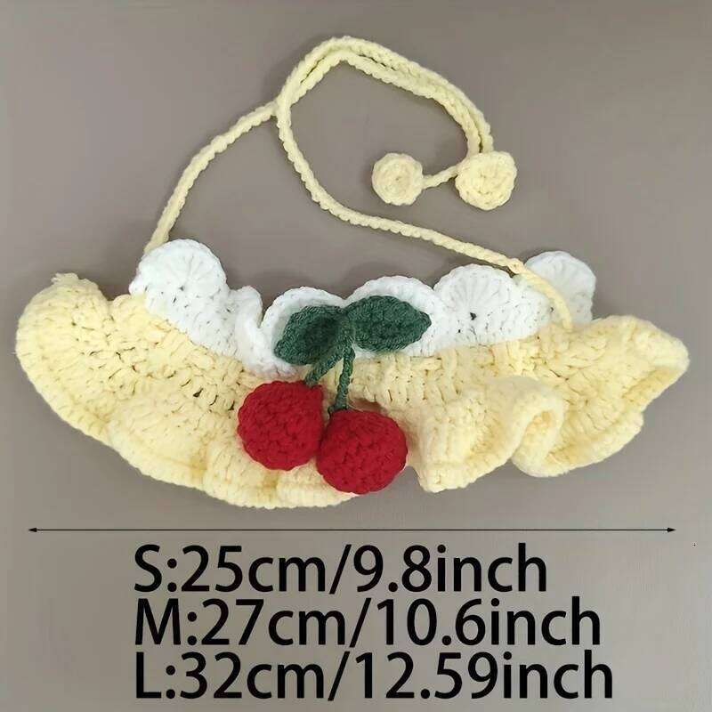 Strawberry Plaid Pet Bib, Soft Polyester Bow Tie With Ruffle Edge, Adjustable Strap For Cats Dogs All Sizes