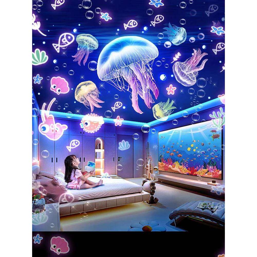 Star Light Projection Rotating Rechargeable Bedroom Ceiling Atmosphere Night Lamp Stars Childrens Birthday Gift with Films Sheet Z260127