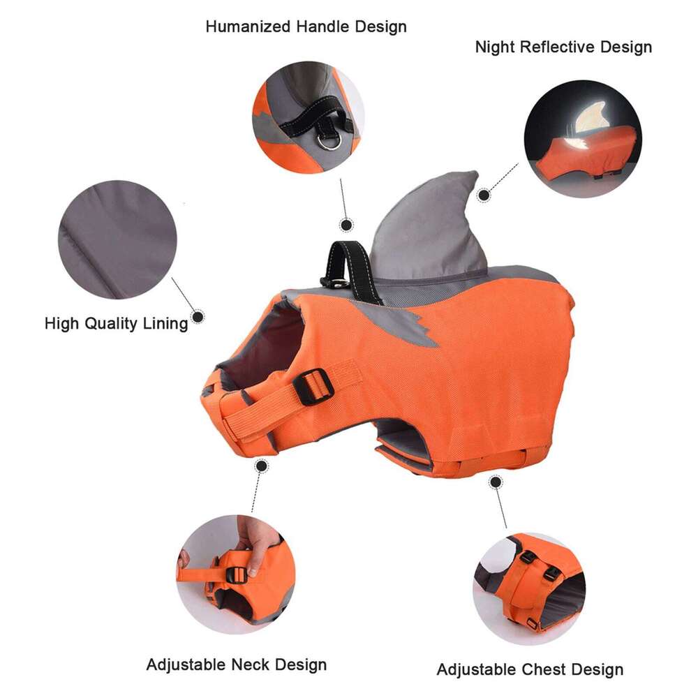 Life Jacket High Buoyancy Dog Safety with Rescue Handle for Small Medium Large Dogs Reflective Swim Vest XJ260127