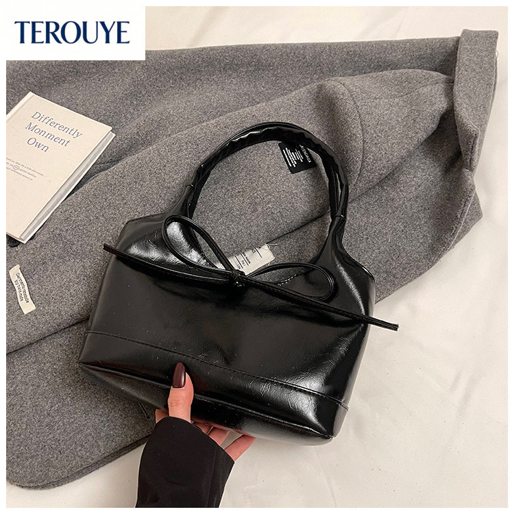 TEROUYE autumn and winter new Korean bag style niche design bow elegant retro fashion handbag women's shoulder bag