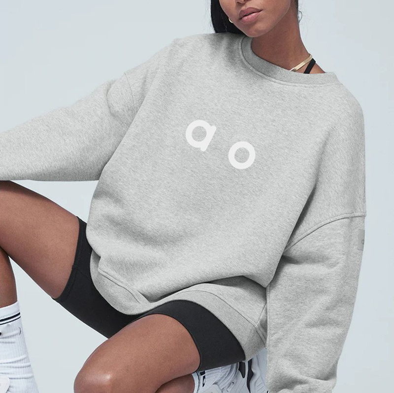 Womens Yoga Short-Sleeved Round Neck Sweatshirt for Women Loose-Fitting Hoodie Slim-Fit Casual Long-Sleeved Outerwear Size S-L