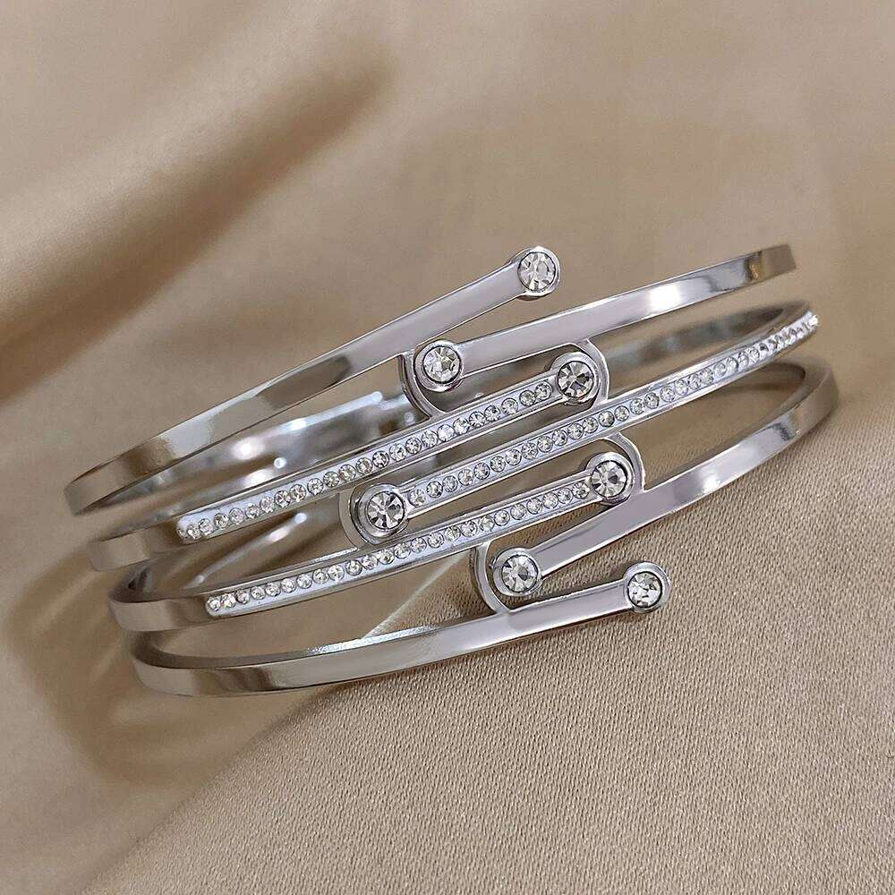 Stainless Inlaid Cubic Bracelets for Bangles Zirconia Greatera Steel 10 Intersect Women Chunky Gold Plated Waterproof Jewelry 2023 XJ260127