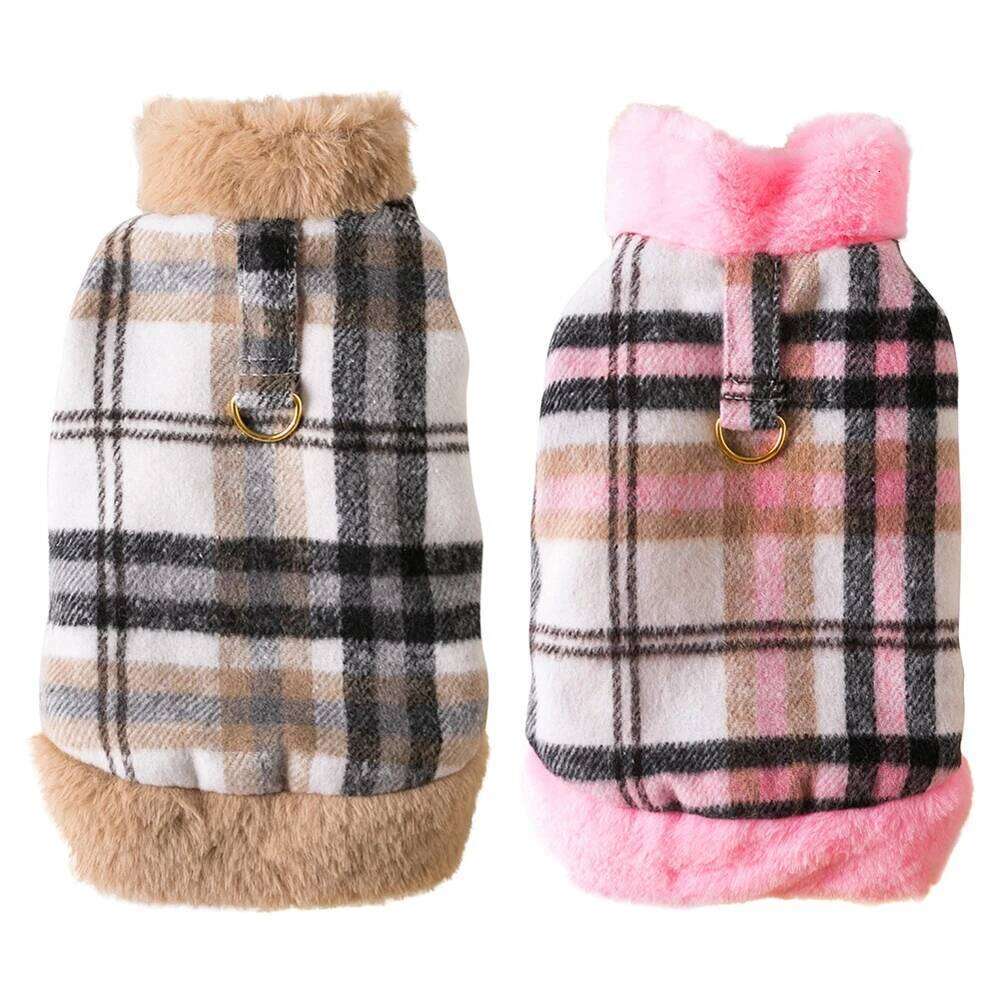 Autumn with D-Ring Warm Plaids Jacket The Dog Face Small Dogs Cat Pet Clothes Winter Coat XJ260127
