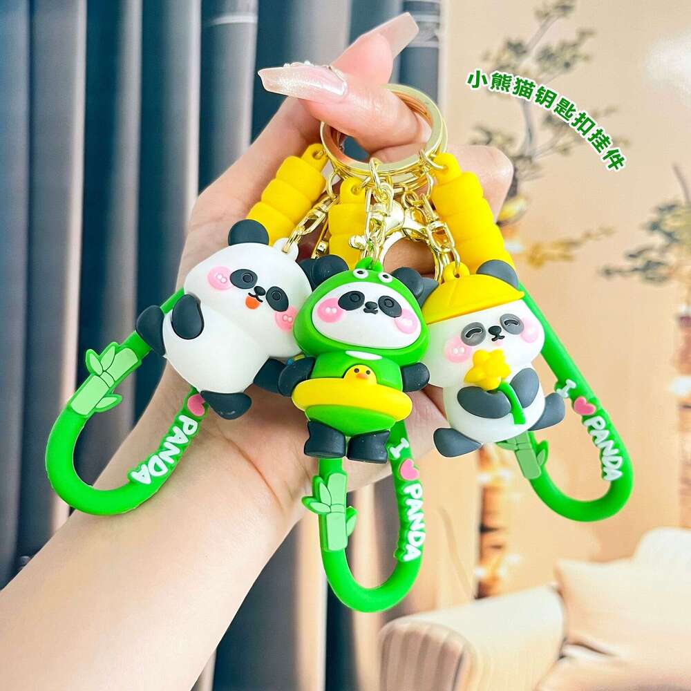 Baozhu Little Panda Car Pendant Doll PVC Keychain Hanging Decoration Key Ring Wholesale Cute Fun S260126
