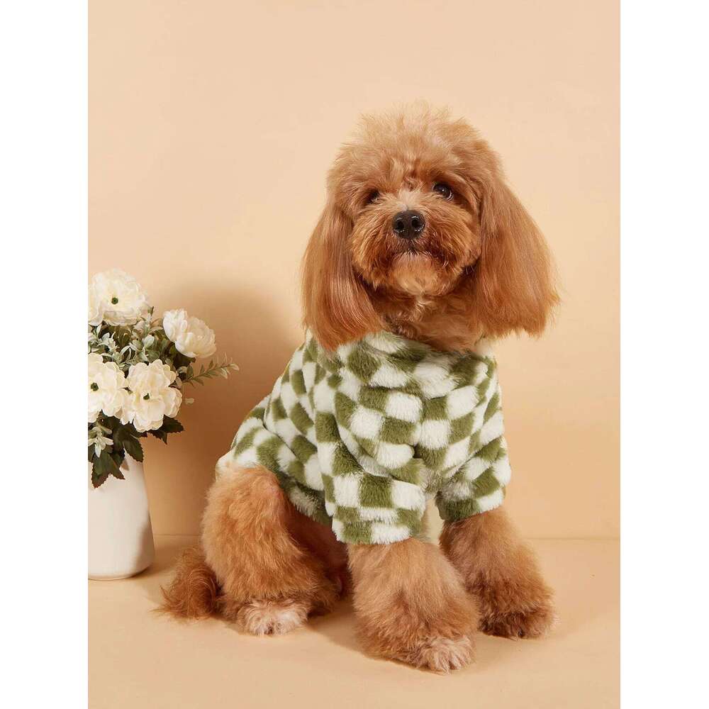 Pet Clothes Cat Puppy Hoodies Coat Plaid Sweatshirt Warm Outfits Small Medium Dog For Autumn Winter