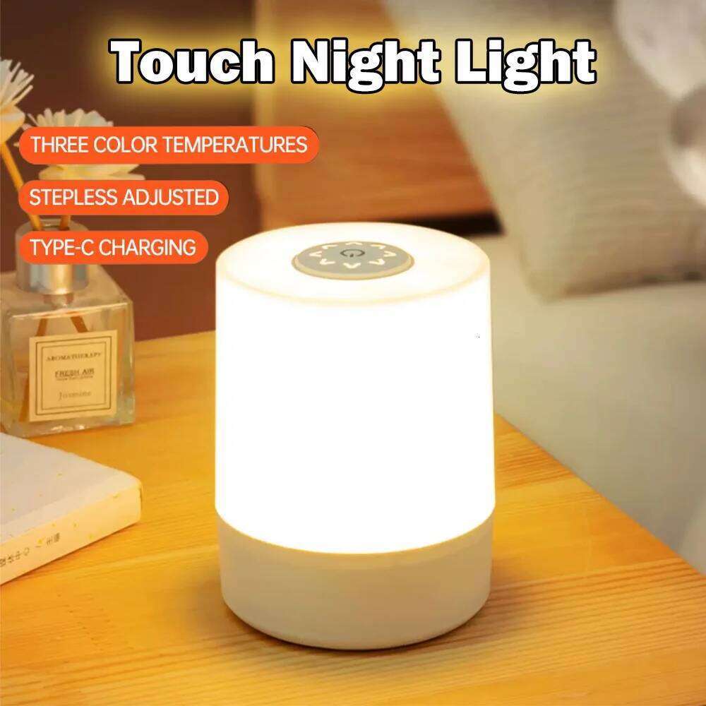 Led Lights 3 Colors Dimmable Charging Desktop Night Bedroom Bedside Lighting Decor Touch Reading Table Lamps Z260127