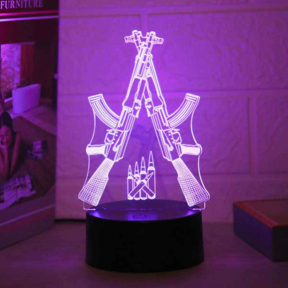 Creative dual gun touch color 3D night light, room decoration birthday gift - graduation anniversary Z260127