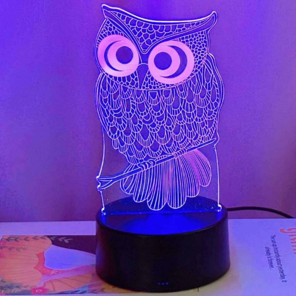 USB Owl 3D Night - Tabletop Decorative RGB Brilliant Light, Perfect for Ambience, Bedroom Light Z260127