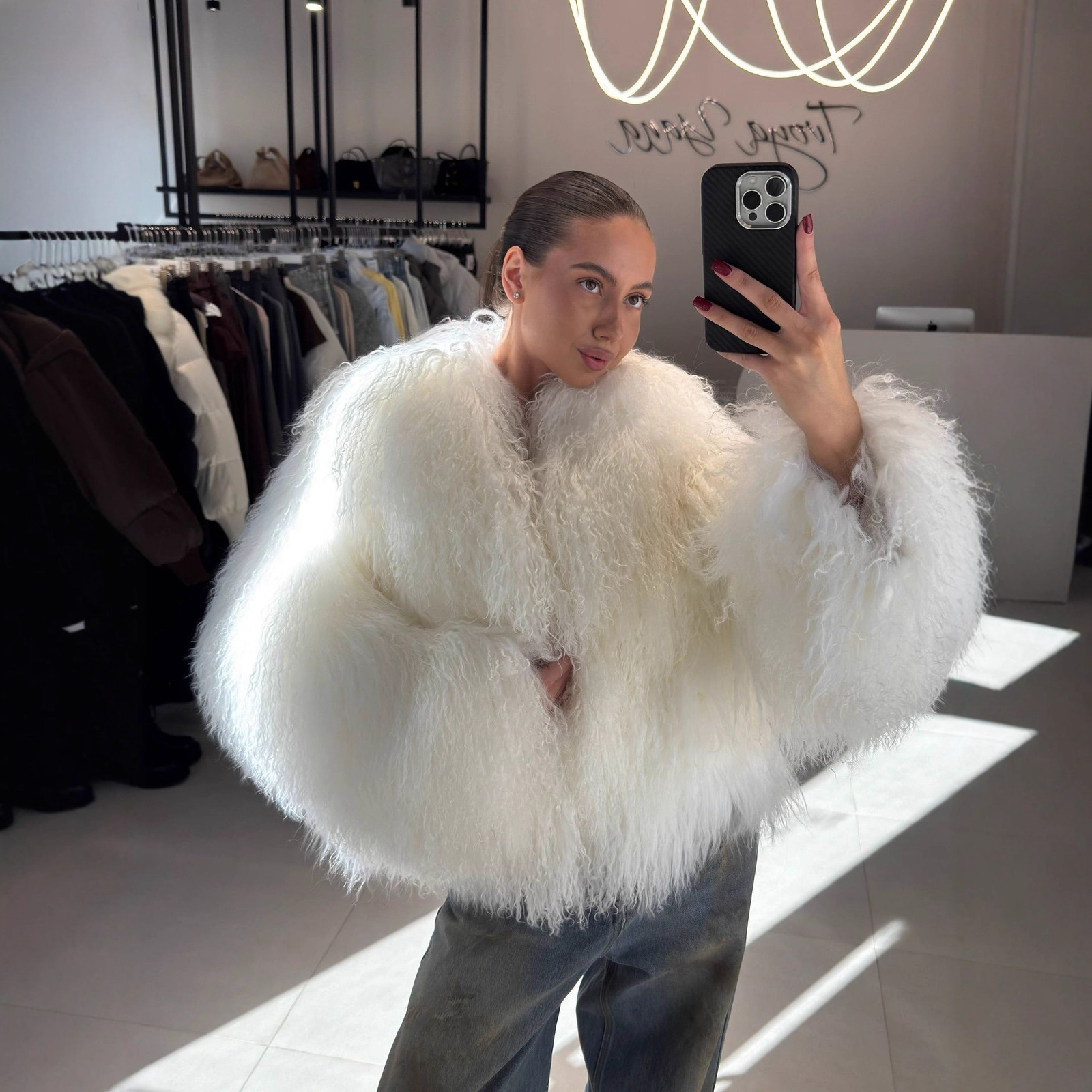Winter Autumn Fashion Real Fur Jacket Women Genuine Mongolia Sheep Fur Coat 241107
