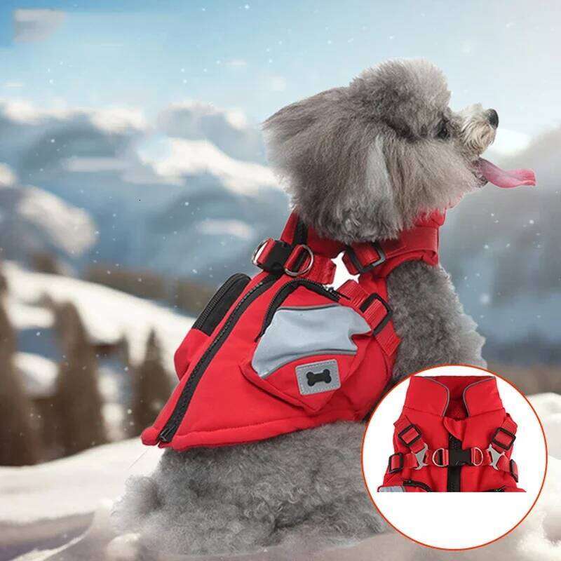 Waterproof Cat Dog Jacket with Harness Warm Fleece Pet Coat for Small Dogs Cats Chihuahua Dachshund Winter Puppy Kitten Clothing XJ260127