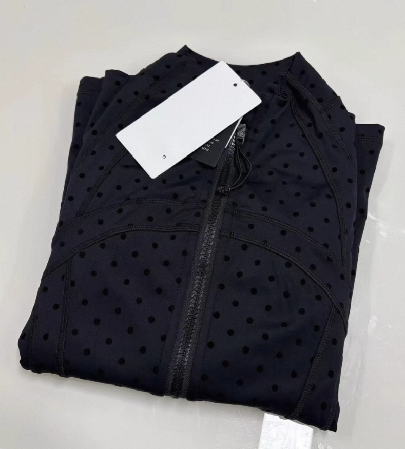 2026 Gym luluity lemonal Jacket Women Yoga polka dot Jackets Set Coat Fitness leggings Pants Long Sleeves Solid Color Black Zipper Gym luluity lemonal sets men