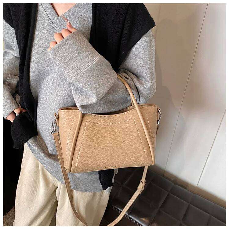 New Women's Retro Autumn and Winter PU Square Casual Handbag Daily Large Capacity Shoulder Multifunctional Crossbody Bag