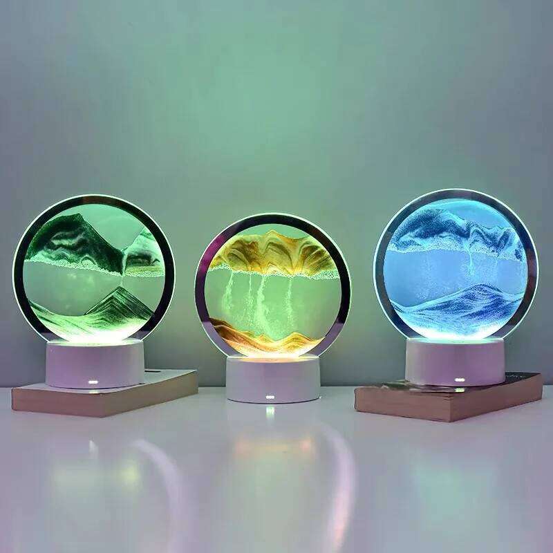 Quicksand Table Lamp, internet red hourglass decompression ornament 3D three-dimensional sand water painting colorful R Z260127