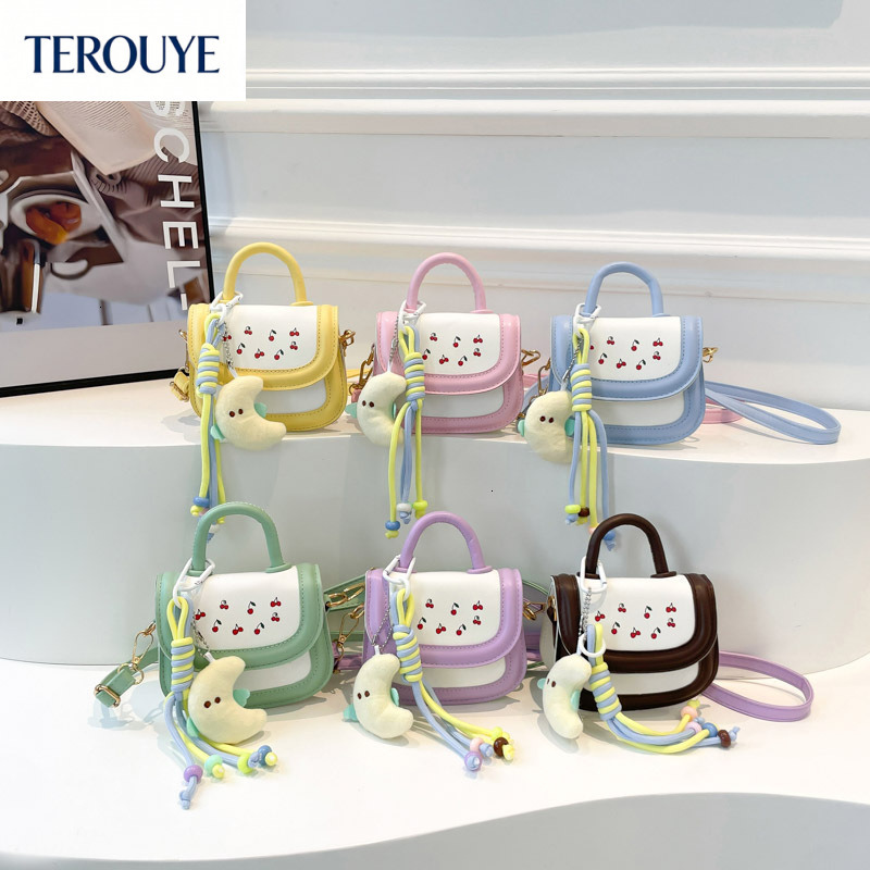 TEROUYE Autumn/Winter New Lychee bag Pattern Fashion Versatile Cute Cartoon Style Small Square Bag Women's Shoulder Bag
