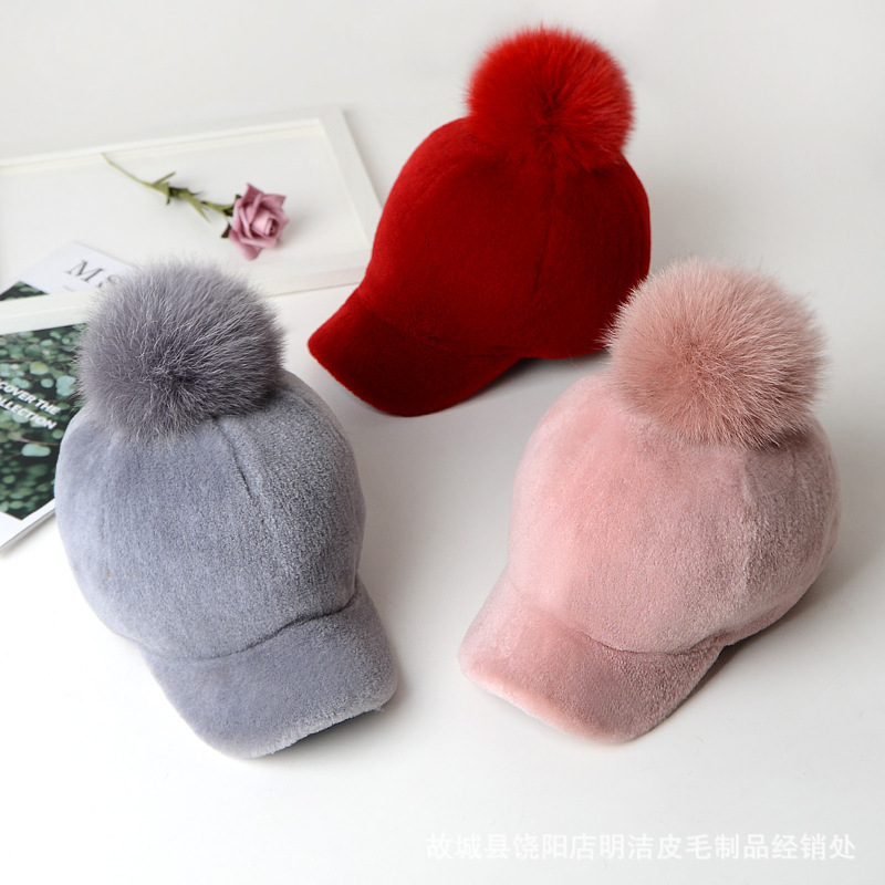 Hat for Women Internet Celebrity Style Ins Trend Plush Knitted Hat Thickened for Autumn and Winter Korean Version Casual Versatile Duckbill CapLJ20110