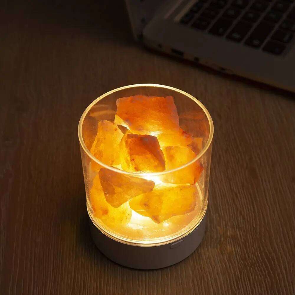 Natural Crystal Salt USB Powered 7 Color Lights Table Lava Lamp Eye Protection Night Light Bedroom Lighting Z260127