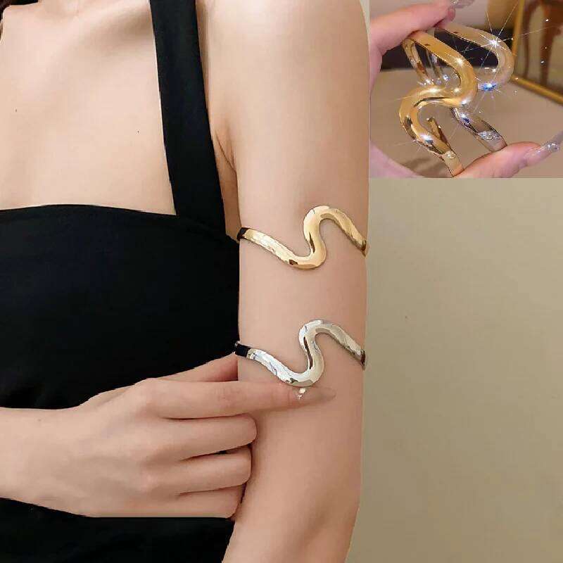 Personality Trendy Metal Irregular S-shaped Wavy Shape Open Wrist Bracelet Bangle For Women Party Jewelry XJ260127
