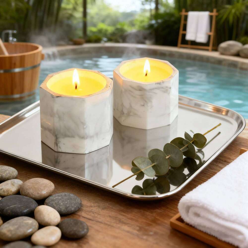 Aesthetic Water Ink Candle - Handmade Gypsum Cup, Hot Trend Home Decor Gift for Birthday, Relaxing Bedroom Aromatherapy, Soothin Y260127