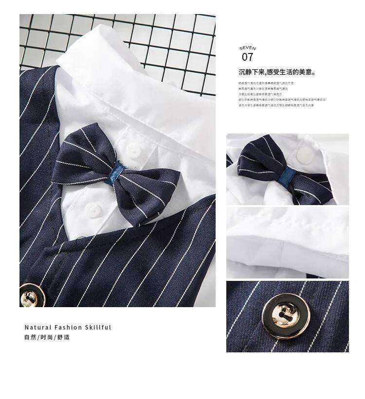 Elegant Dog Suit for Wedding Formal Events Classic Red Navy Black Pet Tuxedo Birthday Photoshoot Vest with Bow Tie XJ260127