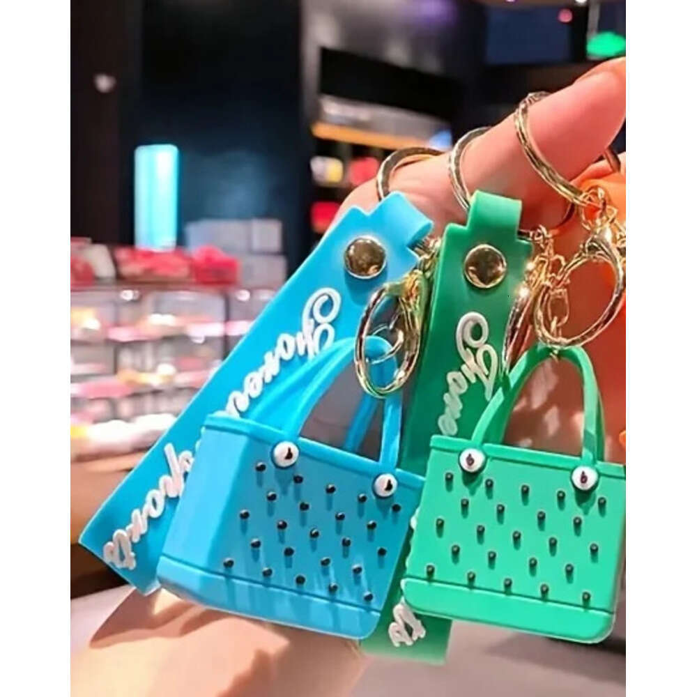 1 pc Chic Silicone Beach Tote Keychain - Durable Pvc Basket Charm For Women's Outdoor Leisure S260126