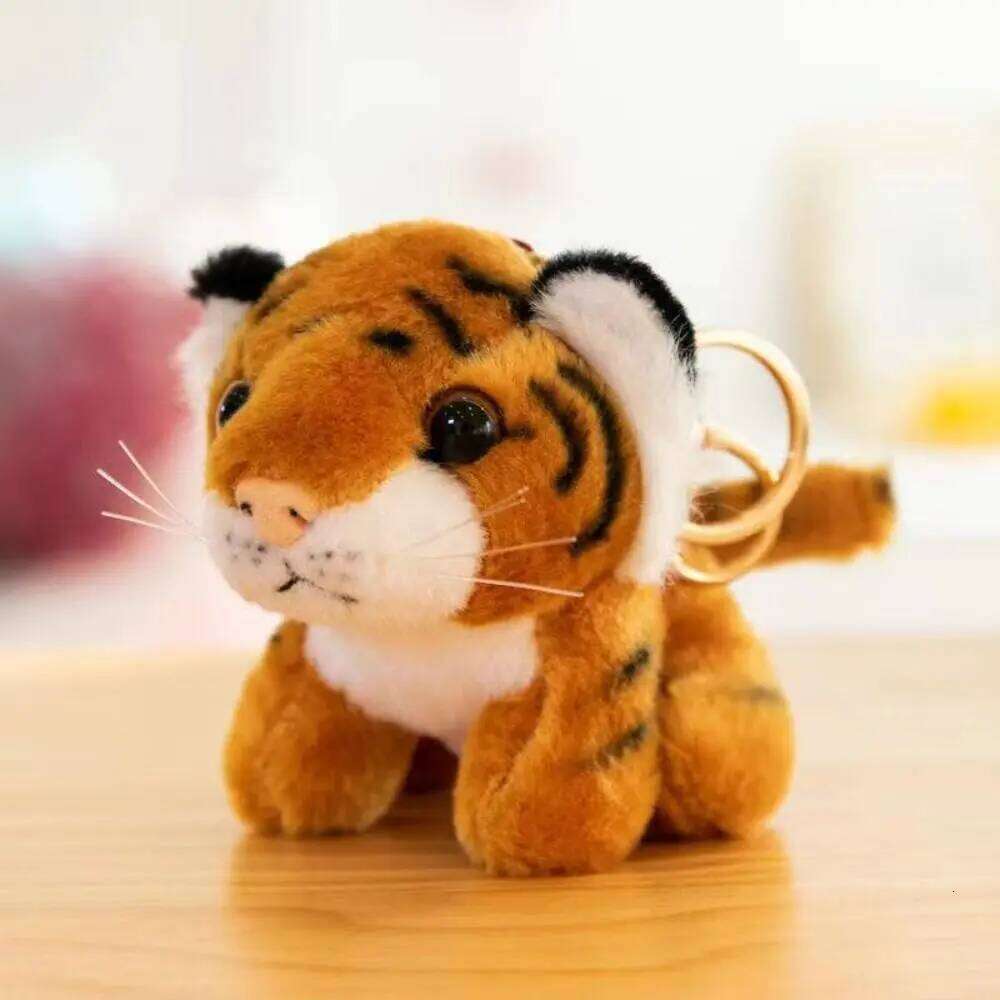 Cartoon Funny Plush Keyring Stuffed Tiger Toy Soft Animal Charm Cute Key Rings Children'S Bag Purse Backpack Wallet S260126
