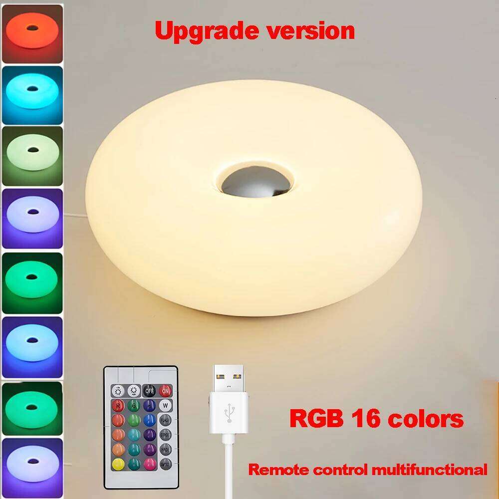 Bedroom bedside lamp USB plug Bauhaus living dining room decoration donut ambient light Z260127